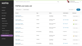 The FAFSA and state aid report. There is a list of students with a variety of state aid applications being tracked. Some include a link to view the image, some have a status of flagged and others have a verified status